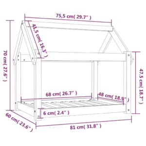 vidaXL Hundbädd grå 81x60x70 cm massiv furu - Bild 8