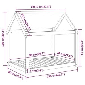 vidaXL Hundbädd svart 111x80x100 cm massiv furu - Bild 8