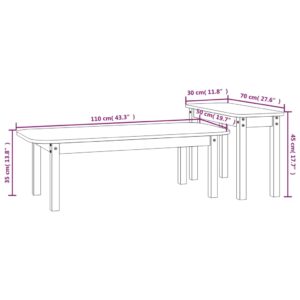 vidaXL Satsbord 2 st vit massiv furu - Bild 10