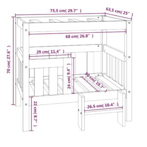 vidaXL Hundbädd grå 75,5x63,5x70 cm massiv furu - Bild 8