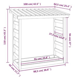 vidaXL Vedställ vit 108x64,5x110 cm massiv furu - Bild 8