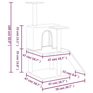 vidaXL Klösträd med sisalpelare gräddvit 109 cm - Bild 7