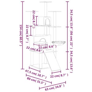 vidaXL Klösträd med sisalpelare gräddvit 154 cm - Bild 7