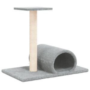 vidaXL Klöspelare för katt med tunnel ljusgrå 60x34,5x50 cm - Bild 2