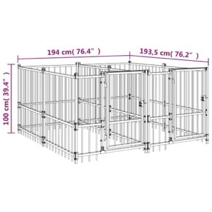 vidaXL Hundgård för utomhusbruk stål 3,75 m² - Bild 6