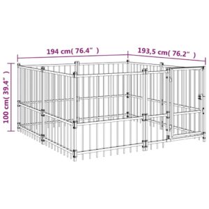 vidaXL Hundgård för utomhusbruk stål 3,75 m² - Bild 6