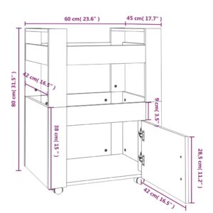 vidaXL Köksvagn brun ek 60x45x80 cm konstruerat trä - Bild 9