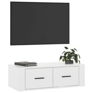 vidaXL Tv-bänk väggmonterad vit högglans 80x36x25 cm konstruerat trä - Bild 4