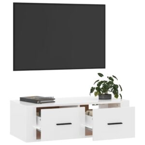 vidaXL Tv-bänk väggmonterad vit högglans 80x36x25 cm konstruerat trä - Bild 5