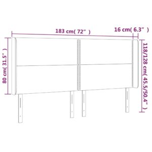 vidaXL Sänggavel med kanter mörkbrun 183x16x118/128 cm tyg - Bild 9