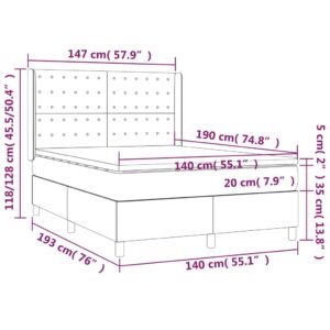 vidaXL Ramsäng med madrass & LED svart 140x190 cm tyg - Bild 8