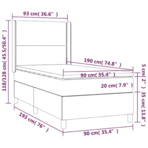 vidaXL Ramsäng med madrass & LED svart 90x190 cm tyg - Bild 8