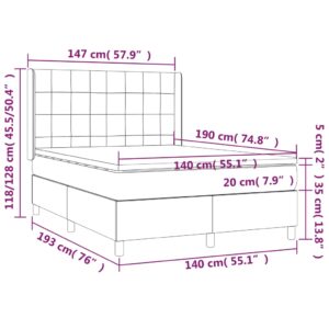 vidaXL Ramsäng med madrass & LED ljusgrå 140x190 cm sammet - Bild 8