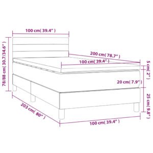 vidaXL Ramsäng med madrass & LED gräddvit 100x200 cm tyg - Bild 8