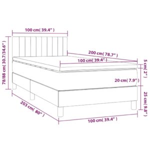 vidaXL Ramsäng med madrass & LED ljusgrå 100x200 cm tyg - Bild 8