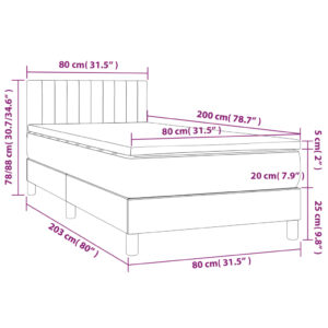 vidaXL Ramsäng med madrass & LED gräddvit 80x200 cm tyg - Bild 8