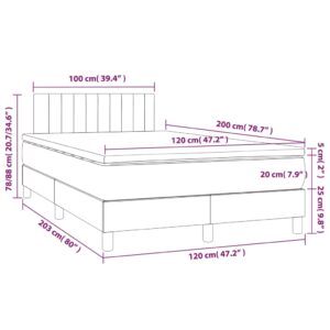 vidaXL Ramsäng med madrass & LED mörkgrå 120x200 cm tyg - Bild 8