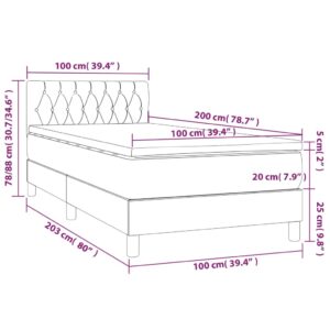 vidaXL Ramsäng med madrass & LED mörkgrå 100x200 cm tyg - Bild 8