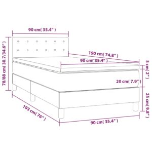 vidaXL Ramsäng med madrass & LED ljusgrå 90x190 cm tyg - Bild 8