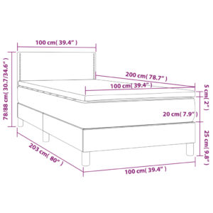 vidaXL Ramsäng med madrass & LED svart 100x200 cm konstläder - Bild 8