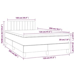 vidaXL Ramsäng med madrass & LED ljusgrå 120x200 cm sammet - Bild 8