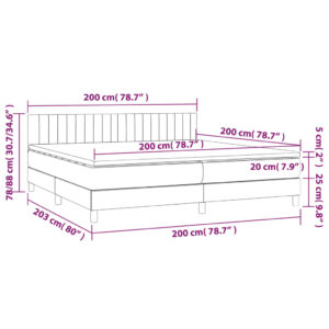 vidaXL Ramsäng med madrass & LED svart 200x200 cm sammet - Bild 8