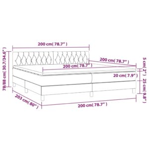 vidaXL Ramsäng med madrass & LED ljusgrå 200x200 cm sammet - Bild 8