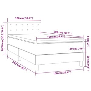 vidaXL Ramsäng med madrass & LED ljusgrå 100x200 cm sammet - Bild 8