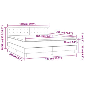 vidaXL Ramsäng med madrass & LED ljusgrå 180x200 cm sammet - Bild 8