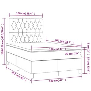 vidaXL Ramsäng med madrass & LED ljusgrå 120x200 cm tyg - Bild 8