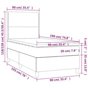 vidaXL Ramsäng med madrass & LED blå 90x190 cm tyg - Bild 8