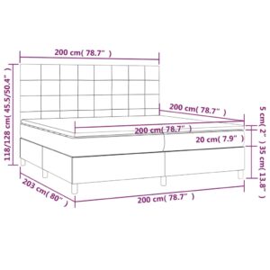 vidaXL Ramsäng med madrass & LED svart 200x200 cm sammet - Bild 8