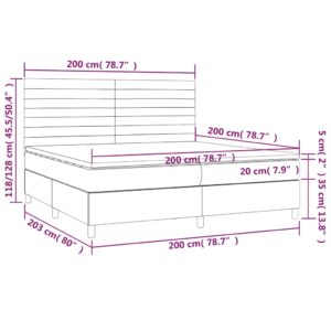 vidaXL Ramsäng med madrass & LED ljusgrå 200x200 cm sammet - Bild 8