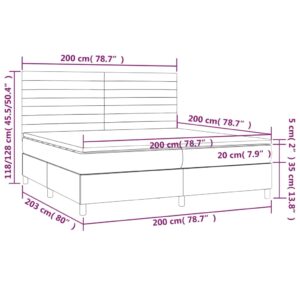 vidaXL Ramsäng med madrass & LED mörkgrå 200x200 cm sammet - Bild 8