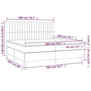 vidaXL Ramsäng med madrass & LED svart 200x200 cm sammet - Bild 8