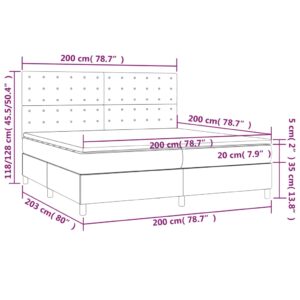 vidaXL Ramsäng med madrass & LED ljusgrå 200x200 cm sammet - Bild 8