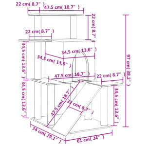 vidaXL Klösträd med sisalpelare gräddvit 97 cm - Bild 8