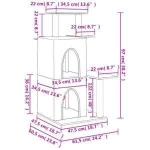 vidaXL Klösträd med sisalpelare gräddvit 97 cm - Bild 8