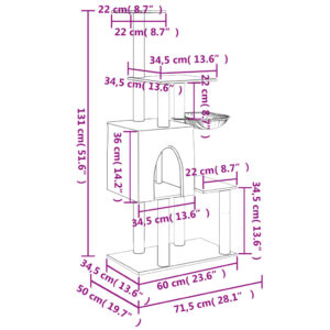 vidaXL Klösträd med sisalpelare gräddvit 131 cm - Bild 9