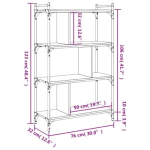 vidaXL Bokhylla 4 hyllplan svart 76x32x123 cm konstruerat trä - Bild 9