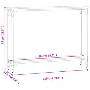 vidaXL Avlastningsbord rökfärgad ek 100x22,5x75 cm konstruerat trä - Bild 9