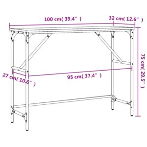 vidaXL Avlastningsbord rökfärgad ek 100x32x75 cm konstruerat trä - Bild 9