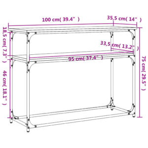 vidaXL Avlastningsbord brun ek 100x35,5x75 cm konstruerat trä - Bild 9