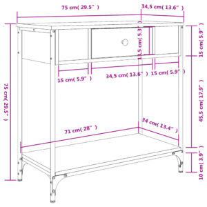 vidaXL Avlastningsbord rökfärgad ek 75x34,5x75 cm konstruerat trä - Bild 11