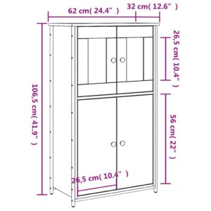 vidaXL Högskåp rökfärgad ek 62x32x106,5 cm konstruerat trä - Bild 10