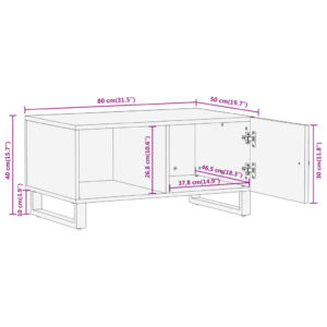 vidaXL Soffbord brun och svart 80x50x40 cm massivt mangoträ - Bild 12