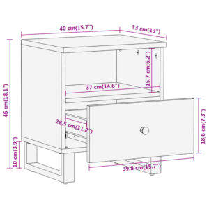 vidaXL Sängbord brun och svart massivt mangoträ - Bild 11