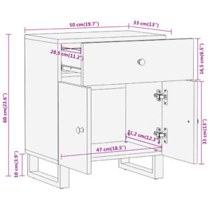 vidaXL Sängbord brun och svart 50x33x60 cm massivt mangoträ - Bild 12