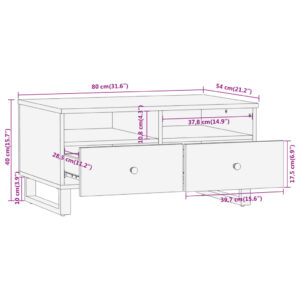 vidaXL Soffbord brun och svart 80x54x40 cm massivt mangoträ - Bild 11