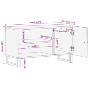 vidaXL Tv-bänk brun och svart 80x31,5x46 cm massivt mangoträ - Bild 12